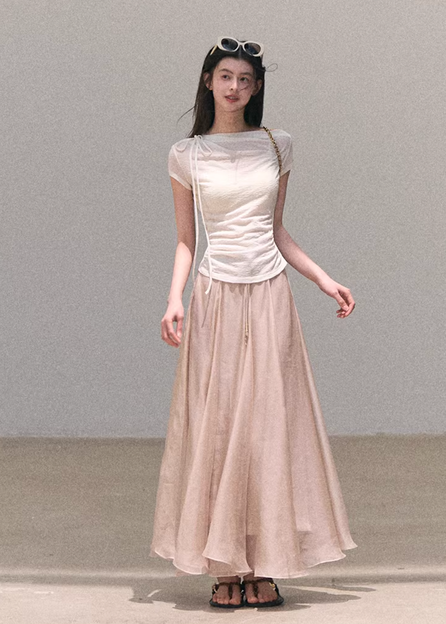 organza skirt women, flowy maxi skirt, korean fashion skirt, spring outfits 2026, casual spring outfits, sheer layered skirt, lightweight long skirt, feminine elegant skirt, soft aesthetic outfit, breathable summer skirt, modern feminine clothing, parisian style clothing, versatile long skirt, refined casual wear, airy fabric skirt, chic everyday outfit, minimal elegant skirt, spring wardrobe essential, soft flow skirt, calm luxury style