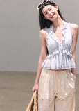 lace halter top women, linen blend top, lyocell blouse women, korean fashion top, spring outfit ideas, casual spring outfits, feminine summer top, lightweight blouse women, soft aesthetic outfit, breathable fabric top, modern feminine clothing, parisian style clothing, relaxed fit top women, versatile summer top, airy fabric blouse, chic everyday outfit, minimal elegant top, resort style top, calm luxury fashion, delicate lace blouse