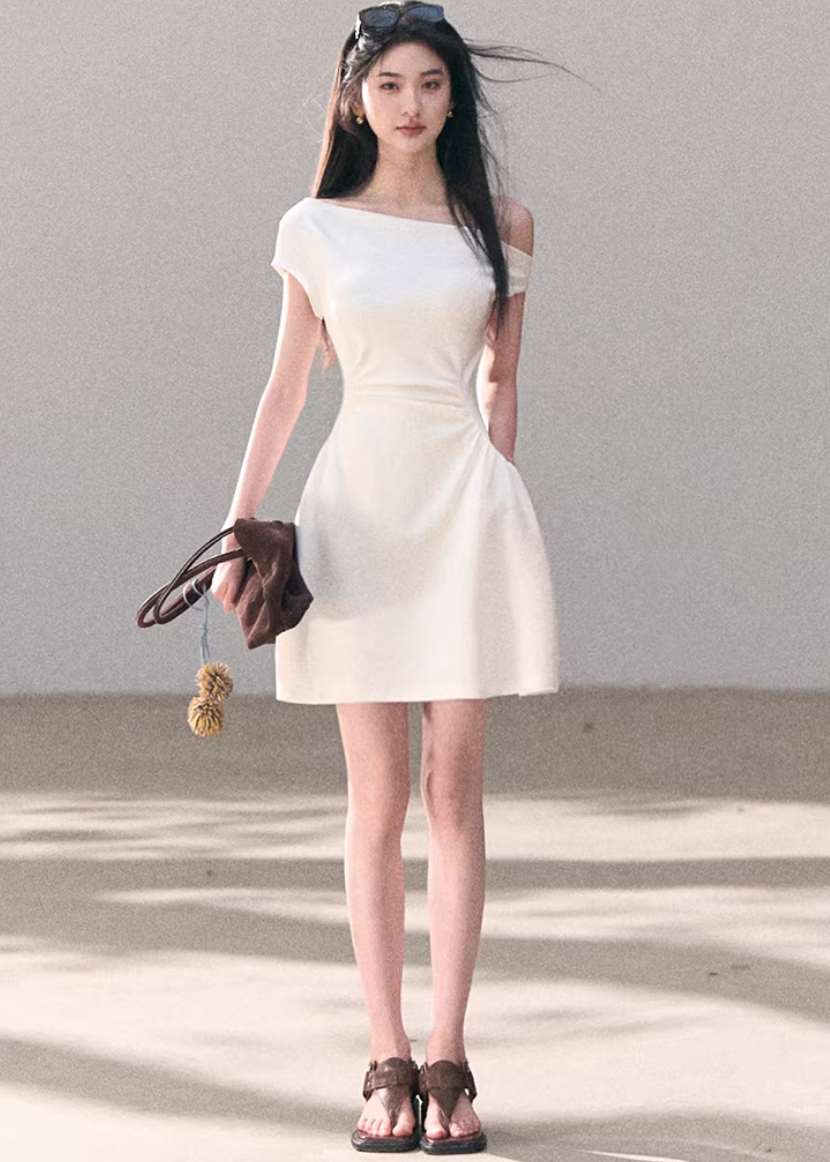 one shoulder dress women, lyocell dress women, korean fashion dress, spring outfit ideas, casual spring outfits, asymmetrical dress women, minimalist dress women, breathable fabric dress, soft aesthetic outfit, modern feminine clothing, parisian style clothing, versatile summer dress, chic everyday outfit, calm luxury fashion, lightweight dress women, elegant casual dress, effortless style dress, refined minimal dress, spring wardrobe dress, feminine silhouette dress