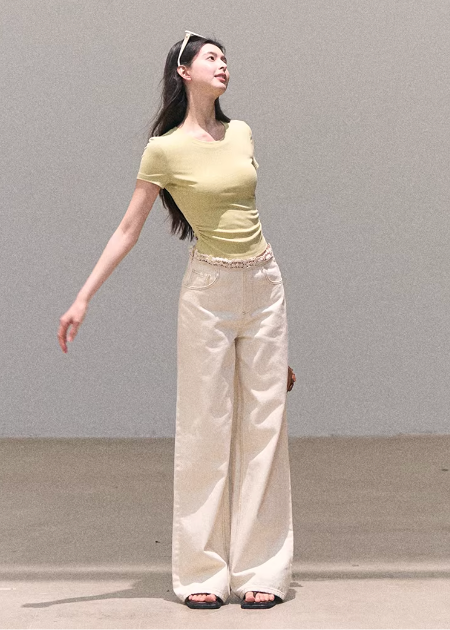 crew neck t shirt women, embroidered logo tee, korean fashion top, spring outfits 2026, casual spring outfits, slim fit t shirt women, minimalist t shirt women, basic essential top, breathable cotton tee, soft aesthetic outfit, modern feminine clothing, parisian style clothing, versatile everyday top, chic casual outfit, clean line t shirt, refined casual wear, simple design top, spring wardrobe essential, fitted t shirt women, effortless style top