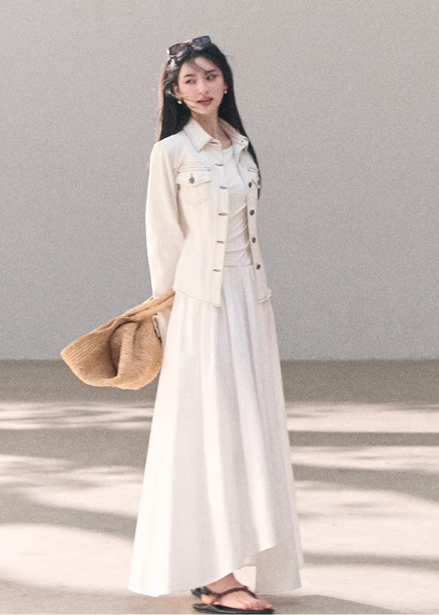 a line long dress women, layered dress women, korean fashion dress, spring outfits 2026, casual spring outfits, wrap dress women, minimalist long dress, soft aesthetic outfit, breathable fabric dress, modern feminine clothing, parisian style clothing, versatile long dress, chic everyday outfit, calm luxury fashion, lightweight dress women, elegant casual dress, effortless style dress, refined minimal dress, spring wardrobe dress, feminine silhouette dress