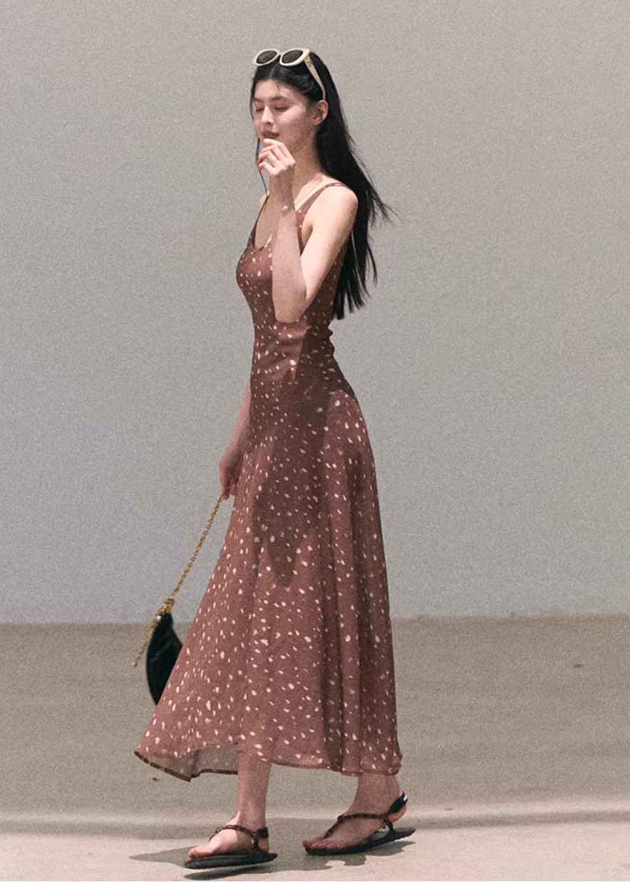 polka dot dress women, camisole dress long, korean fashion dress, spring outfit ideas, casual spring outfits, a line dress women, minimalist long dress, soft aesthetic outfit, breathable summer dress, modern feminine clothing, parisian style clothing, versatile long dress, chic everyday outfit, calm luxury fashion, lightweight dress women, effortless style dress, refined minimal dress, spring wardrobe dress, feminine silhouette dress, resort style dress