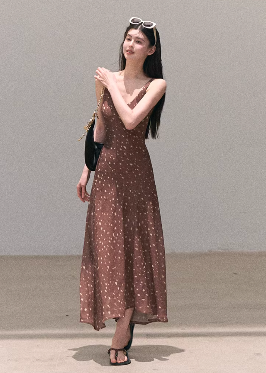 polka dot dress women, camisole dress long, korean fashion dress, spring outfit ideas, casual spring outfits, a line dress women, minimalist long dress, soft aesthetic outfit, breathable summer dress, modern feminine clothing, parisian style clothing, versatile long dress, chic everyday outfit, calm luxury fashion, lightweight dress women, effortless style dress, refined minimal dress, spring wardrobe dress, feminine silhouette dress, resort style dress