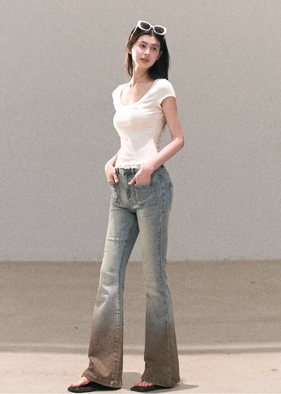 flared jeans women, vintage wash denim, korean fashion denim, spring outfits 2026, casual spring outfits, flare jeans outfit, slim fit flare jeans, minimalist denim style, soft aesthetic outfit, breathable cotton jeans, modern feminine clothing, parisian style clothing, versatile denim pants, chic everyday outfit, calm luxury fashion, relaxed fit denim, light wash jeans women, effortless style jeans, spring wardrobe denim, flattering denim jeans