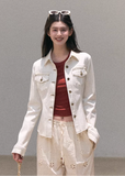denim jacket women, short denim coat, korean fashion outerwear, spring outfits 2026, casual spring outfits, washed denim jacket, lightweight spring jacket, minimalist denim style, soft aesthetic outfit, modern feminine clothing, parisian style clothing, versatile layering jacket, chic everyday outfit, calm luxury fashion, commuter style jacket, relaxed fit denim jacket, effortless style outerwear, natural tone denim, spring wardrobe jacket, essential layering piece