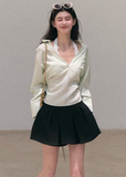v neck shirt women, linen blend blouse, korean fashion top, spring outfit ideas, casual spring outfits, lace up blouse women, lightweight summer top, breathable fabric shirt, soft aesthetic outfit, modern feminine clothing, parisian style clothing, versatile everyday top, chic casual outfit, calm luxury fashion, relaxed fit blouse women, effortless style top, natural fabric clothing, spring wardrobe top, resort style blouse, minimal elegant top
