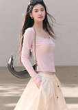 ribbed cardigan women, u neck knit top, korean fashion cardigan, spring outfit ideas, casual spring outfits, slim fit cardigan women, lightweight knitwear, button cardigan top, soft aesthetic outfit, modern feminine clothing, parisian style clothing, versatile layering top, chic everyday outfit, calm luxury fashion, breathable knit top, effortless style cardigan, refined casual wear, spring wardrobe essential, minimal knit top, fitted cardigan women