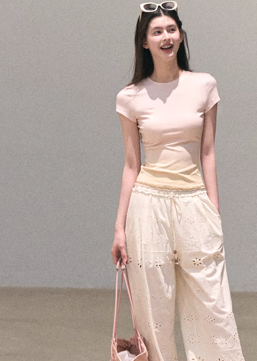 wide leg cotton pants women, embroidered pants women, korean fashion pants, spring outfit ideas, casual spring outfits, resort outfit women, loose fit trousers women, breathable cotton pants, soft aesthetic outfit, modern feminine clothing, parisian style clothing, versatile casual pants, chic everyday outfit, calm luxury fashion, lightweight summer pants, effortless style trousers, natural fabric pants, spring wardrobe bottoms, relaxed fit wide pants, bohemian style pants
