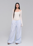 striped pants set women, layered outfit set, korean fashion set, summer outfit ideas, casual summer outfits, wide leg striped pants, knit camisole set, aesthetic fashion outfit, soft girl aesthetic outfit, modern feminine clothing, parisian style clothing, versatile summer outfit, chic everyday outfit, lightweight summer set, breathable outfit women, relaxed fit pants women, effortless style set, minimal summer outfit, comfy summer outfit, travel outfit women
