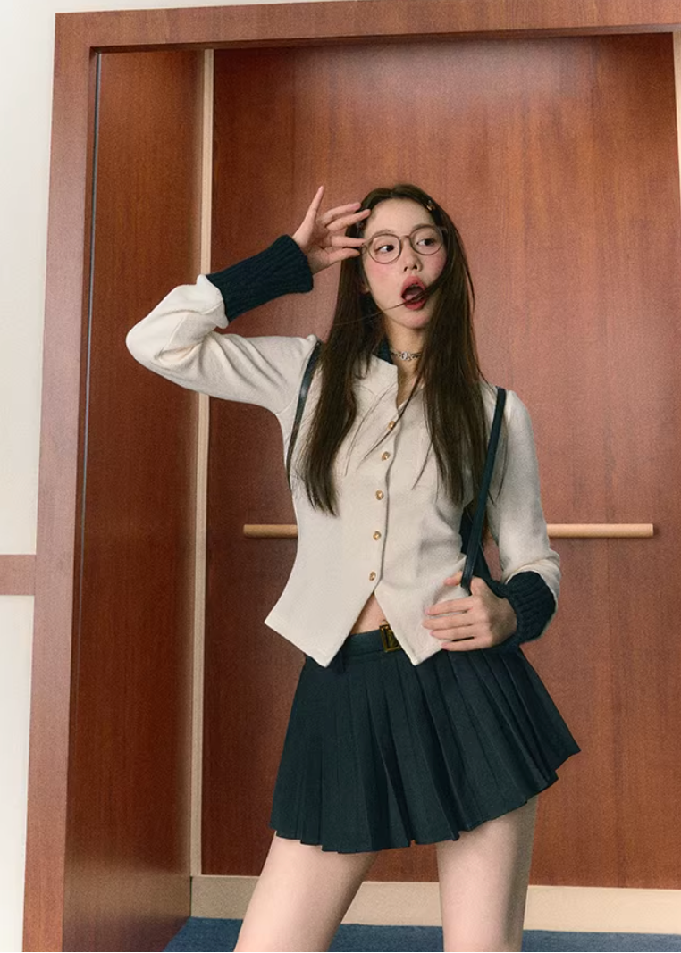 preppy outfit set women, pleated skirt suit, korean fashion set, brunch outfit ideas, brunch outfits, summer outfit ideas, school style outfit women, aesthetic fashion outfit, modern feminine clothing, parisian style clothing, versatile two piece outfit, chic everyday outfit, casual preppy outfit, soft girl aesthetic outfit, lightweight skirt set, feminine casual wear, stylish matching set, minimal fashion outfit, cute outfit ideas, everyday outfit set