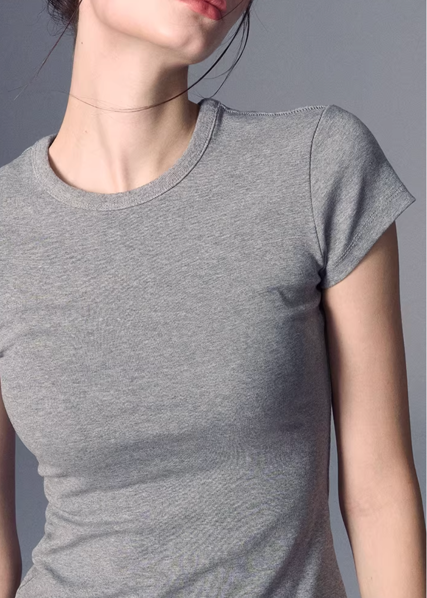 basic t shirt women, crew neck t shirt women, korean fashion top, summer outfits casual, summer outfit ideas, minimalist t shirt women, slim fit t shirt women, breathable cotton tee, soft aesthetic outfit, modern feminine clothing, parisian style clothing, versatile everyday top, chic casual outfit, simple basic top, lightweight summer top, effortless style tee, refined casual wear, spring wardrobe essential, fitted tee women, everyday essential top