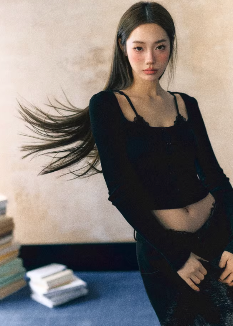 lace long sleeve top women, patchwork lace top, korean fashion top, brunch outfit classy, brunch outfit ideas, summer outfit ideas, slim fit lace top, aesthetic fashion top, modern feminine clothing, parisian style clothing, versatile layering top, chic everyday outfit, elegant casual top, lightweight summer top, refined casual wear, fitted lace blouse, minimal style top, going out top women, stylish basic top, feminine outfit top