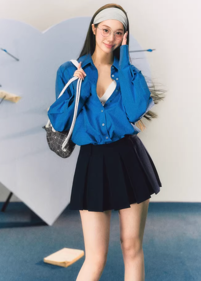 lapel shirt women, embroidered logo shirt, korean fashion top, spring brunch outfit, brunch outfit ideas, summer outfit ideas, college style shirt women, loose fit blouse women, aesthetic fashion top, modern feminine clothing, parisian style clothing, versatile everyday top, chic casual outfit, lightweight summer shirt, preppy style outfit, effortless style blouse, spring wardrobe essential, minimal style shirt, casual chic top, feminine outfit top