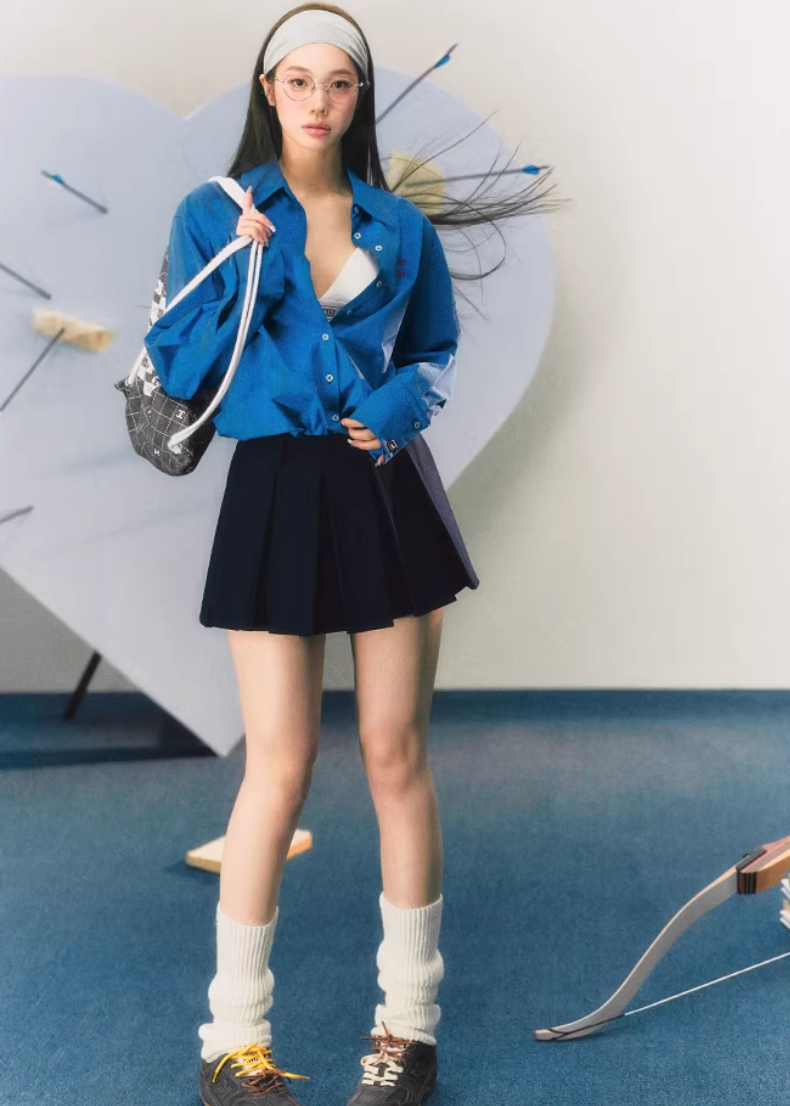 lapel shirt women, embroidered logo shirt, korean fashion top, spring brunch outfit, brunch outfit ideas, summer outfit ideas, college style shirt women, loose fit blouse women, aesthetic fashion top, modern feminine clothing, parisian style clothing, versatile everyday top, chic casual outfit, lightweight summer shirt, preppy style outfit, effortless style blouse, spring wardrobe essential, minimal style shirt, casual chic top, feminine outfit top