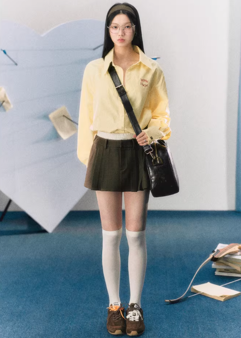 lapel shirt women, embroidered logo shirt, korean fashion top, spring brunch outfit, brunch outfit ideas, summer outfit ideas, college style shirt women, loose fit blouse women, aesthetic fashion top, modern feminine clothing, parisian style clothing, versatile everyday top, chic casual outfit, lightweight summer shirt, preppy style outfit, effortless style blouse, spring wardrobe essential, minimal style shirt, casual chic top, feminine outfit top