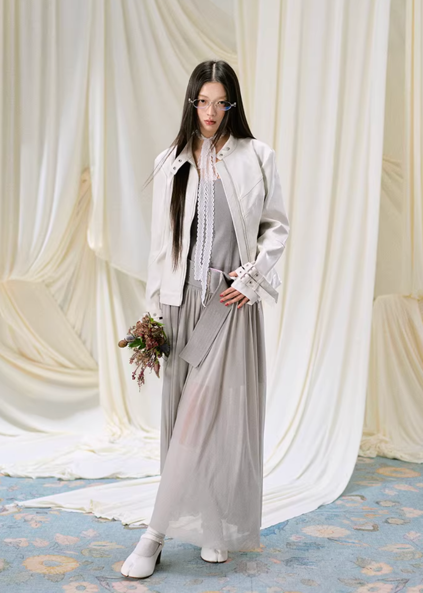 leather jacket women, biker jacket women, korean fashion outerwear, brunch outfit ideas, summer outfit ideas, pu leather jacket, vintage style jacket women, aesthetic fashion outfit, modern feminine clothing, parisian style clothing, versatile layering jacket, chic casual outfit, lightweight leather jacket, soft girl aesthetic outfit, edgy feminine outfit, spring wardrobe jacket, minimal style outerwear, everyday fashion jacket, stylish outerwear women, fashion forward jacket