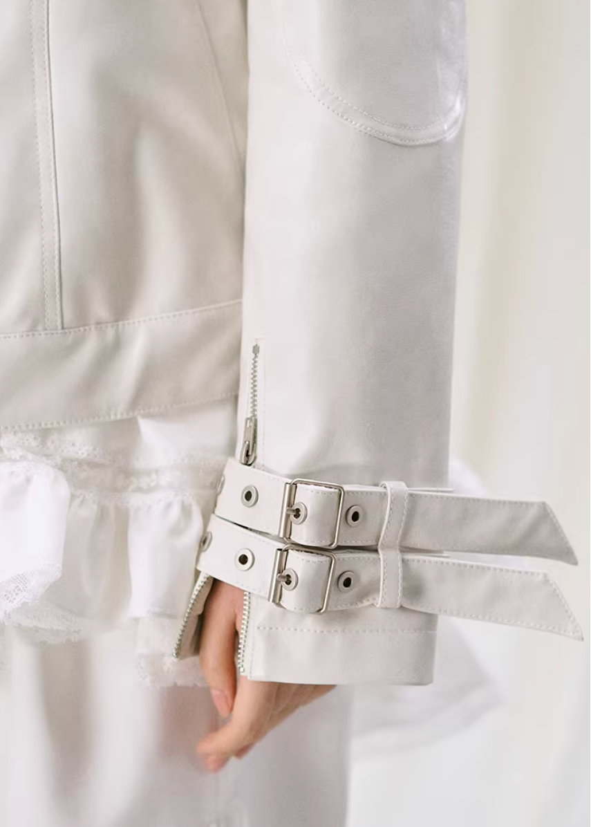 leather jacket women, biker jacket women, korean fashion outerwear, brunch outfit ideas, summer outfit ideas, pu leather jacket, vintage style jacket women, aesthetic fashion outfit, modern feminine clothing, parisian style clothing, versatile layering jacket, chic casual outfit, lightweight leather jacket, soft girl aesthetic outfit, edgy feminine outfit, spring wardrobe jacket, minimal style outerwear, everyday fashion jacket, stylish outerwear women, fashion forward jacket