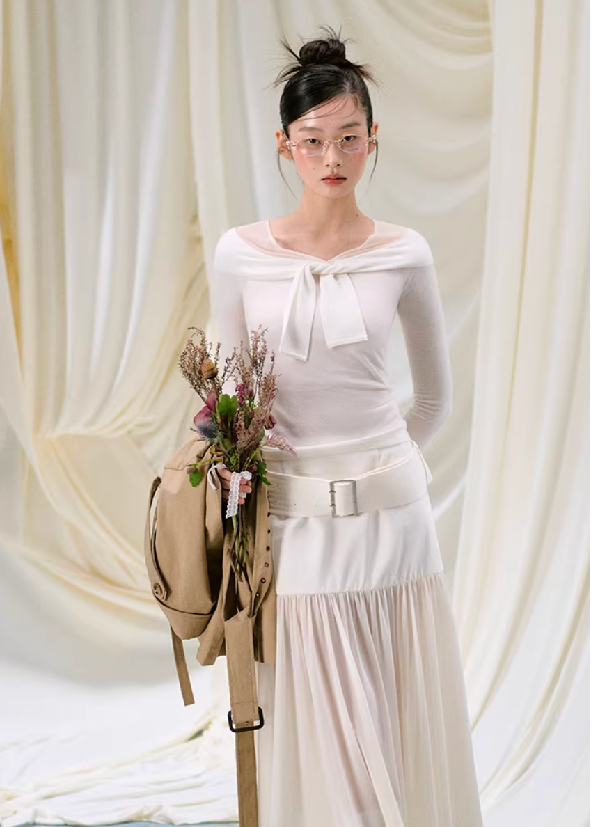 mesh knit top women, slim fit knit top, korean fashion top, brunch outfit ideas, brunch outfits, summer outfit ideas, layered knit top women, aesthetic fashion top, modern feminine clothing, parisian style clothing, versatile everyday top, chic casual outfit, lightweight knitwear, refined casual wear, elegant casual top, fitted long sleeve top, minimal style top, stylish going out top, feminine outfit top, trendy knit top