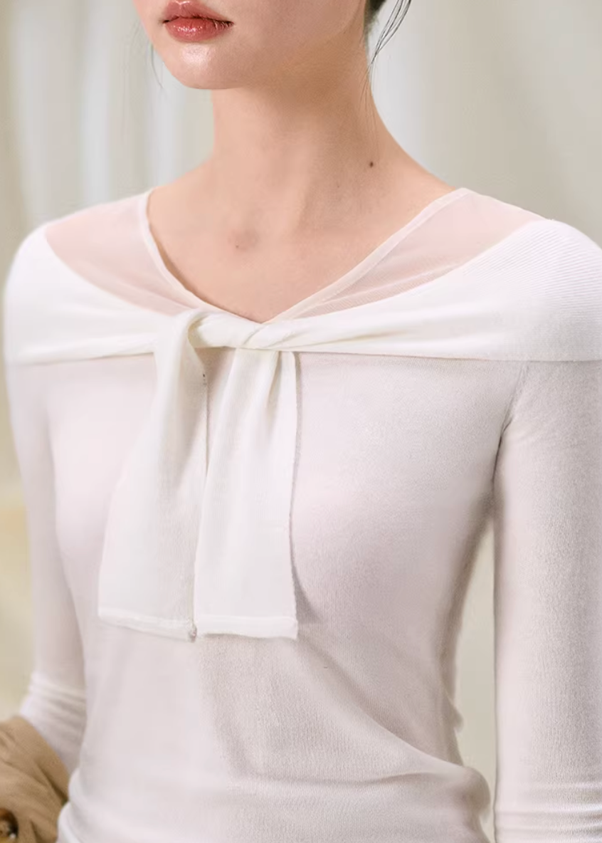 mesh knit top women, slim fit knit top, korean fashion top, brunch outfit ideas, brunch outfits, summer outfit ideas, layered knit top women, aesthetic fashion top, modern feminine clothing, parisian style clothing, versatile everyday top, chic casual outfit, lightweight knitwear, refined casual wear, elegant casual top, fitted long sleeve top, minimal style top, stylish going out top, feminine outfit top, trendy knit top