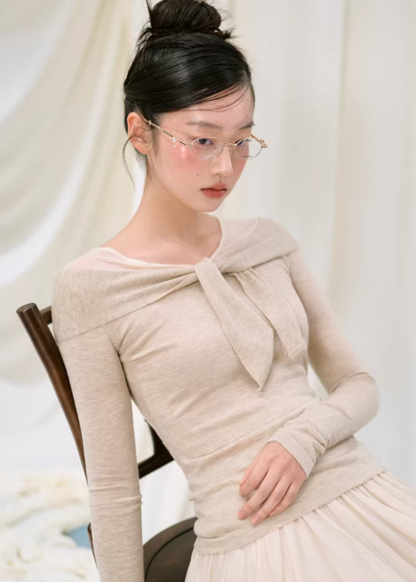 mesh knit top women, slim fit knit top, korean fashion top, brunch outfit ideas, brunch outfits, summer outfit ideas, layered knit top women, aesthetic fashion top, modern feminine clothing, parisian style clothing, versatile everyday top, chic casual outfit, lightweight knitwear, refined casual wear, elegant casual top, fitted long sleeve top, minimal style top, stylish going out top, feminine outfit top, trendy knit top