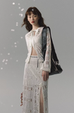 Heavy lace top + long skirt high-end two-piece suit