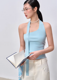 halter neck top women, knit halter top, korean fashion top, summer outfit ideas, brunch outfit ideas, slim fit knit top, aesthetic fashion top, modern feminine clothing, parisian style clothing, versatile summer top, chic going out top, lightweight knitwear, soft girl aesthetic outfit, minimal style top, trendy summer top, fitted halter top, casual summer outfit, stylish basic top, feminine outfit top, breathable knit top