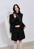 blazer shorts set women, two piece suit women, korean fashion set, summer work outfits women, work outfits women office, casual work outfit women, tailored blazer set, aesthetic fashion outfit, modern feminine clothing, parisian style clothing, chic office outfit, versatile two piece outfit, professional outfit women, minimal style suit, elegant work outfit, refined casual wear, commuter outfit women, lightweight summer suit, stylish office outfit, everyday work set