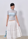 high neck t shirt women, mesh patchwork top, korean fashion top, summer outfit ideas, outfit ideas summer, slim fit t shirt women, lyocell top women, aesthetic fashion top, modern feminine clothing, parisian style clothing, versatile everyday top, chic casual outfit, lightweight summer top, sheer panel top women, minimal style top, refined casual wear, fitted tee women, stylish basic top, breathable fabric top, trendy summer top