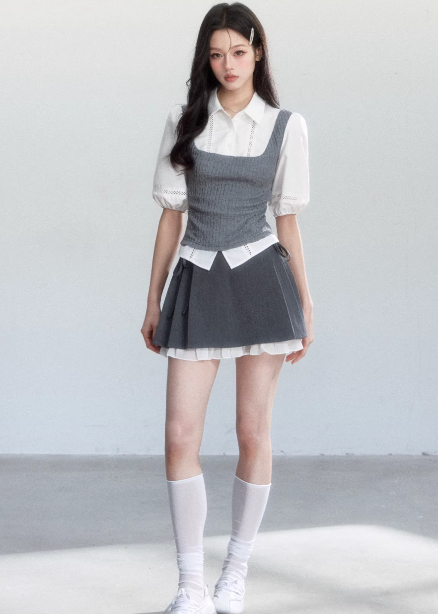 korean outfit aesthetic, layered blouse women, puff sleeve top women, coquette outfit, date outfit, soft girl outfit, feminine korean fashion, slim fit blouse women, aesthetic fashion top, romantic outfit ideas, college style outfit women, cute korean outfit, everyday feminine top, chic casual outfit, soft aesthetic clothing, korean style blouse, spring outfit ideas women, delicate style top, trendy korean fashion, gentle feminine outfit