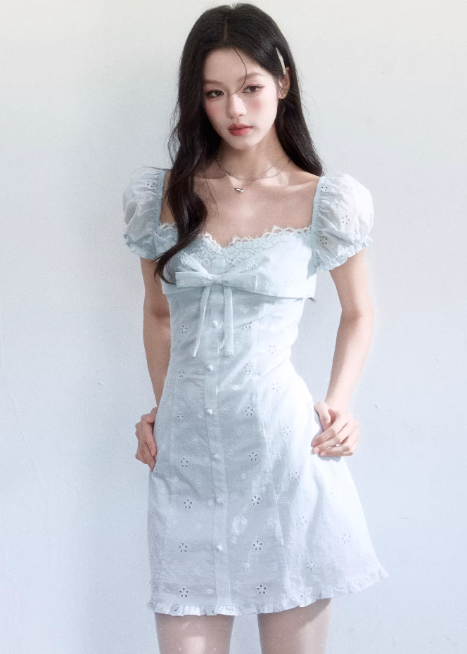 tulip field outfit, flower field outfit, summer 2026 outfits, lace dress women, korean feminine dress, soft girl outfit, romantic dress women, embroidery lace dress, light blue dress outfit, aesthetic fashion dress, feminine korean fashion, spring outfits for women, dreamy outfit women, coquette outfit dress, vacation outfit ideas, elegant summer dress, soft aesthetic clothing, slim fit dress women, korean style dress, delicate summer dress