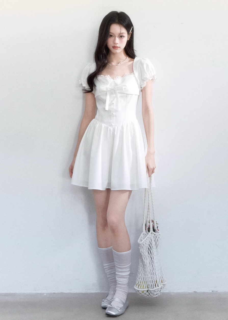 spring outfits for women, graduation dress, white mini dress women, korean feminine dress, coquette outfit, soft girl outfit, lace mini dress, romantic dress women, aesthetic fashion dress, feminine korean fashion, cute spring outfit, delicate white dress, brunch outfit ideas, summer outfit ideas, dreamy outfit women, elegant casual dress, soft aesthetic clothing, slim fit dress women, korean style dress, sweet feminine dress

