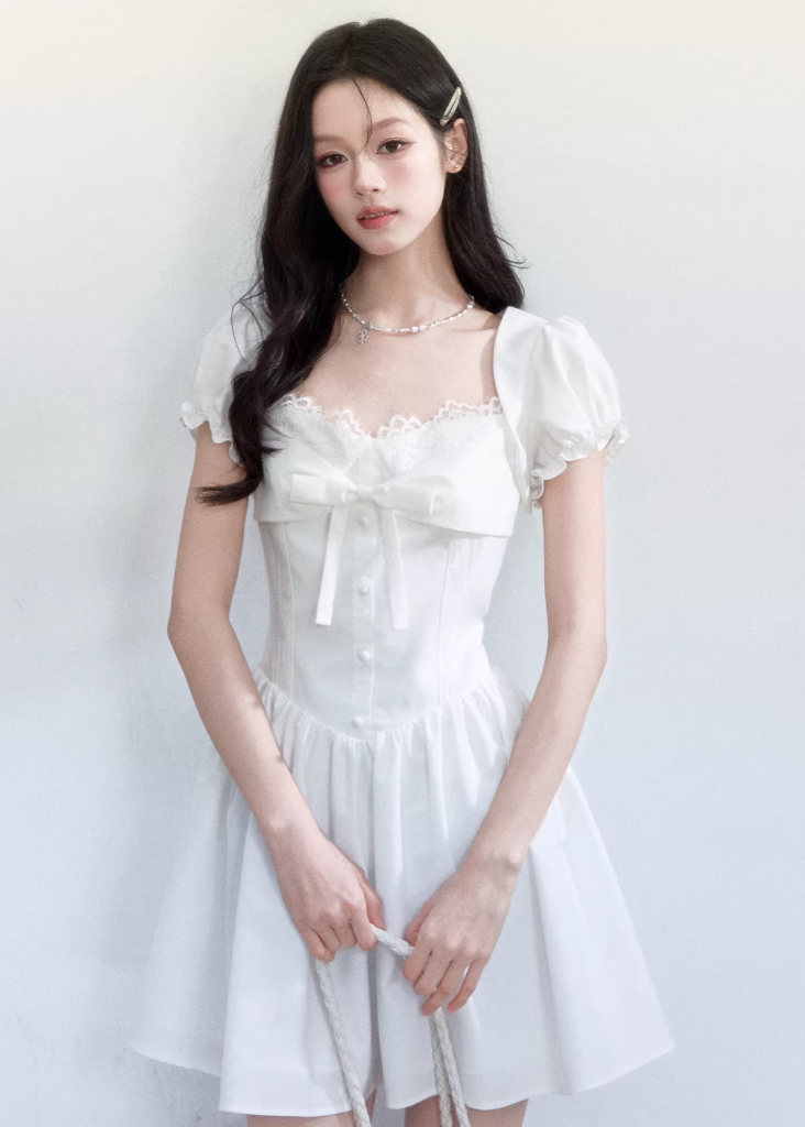 spring outfits for women, graduation dress, white mini dress women, korean feminine dress, coquette outfit, soft girl outfit, lace mini dress, romantic dress women, aesthetic fashion dress, feminine korean fashion, cute spring outfit, delicate white dress, brunch outfit ideas, summer outfit ideas, dreamy outfit women, elegant casual dress, soft aesthetic clothing, slim fit dress women, korean style dress, sweet feminine dress

