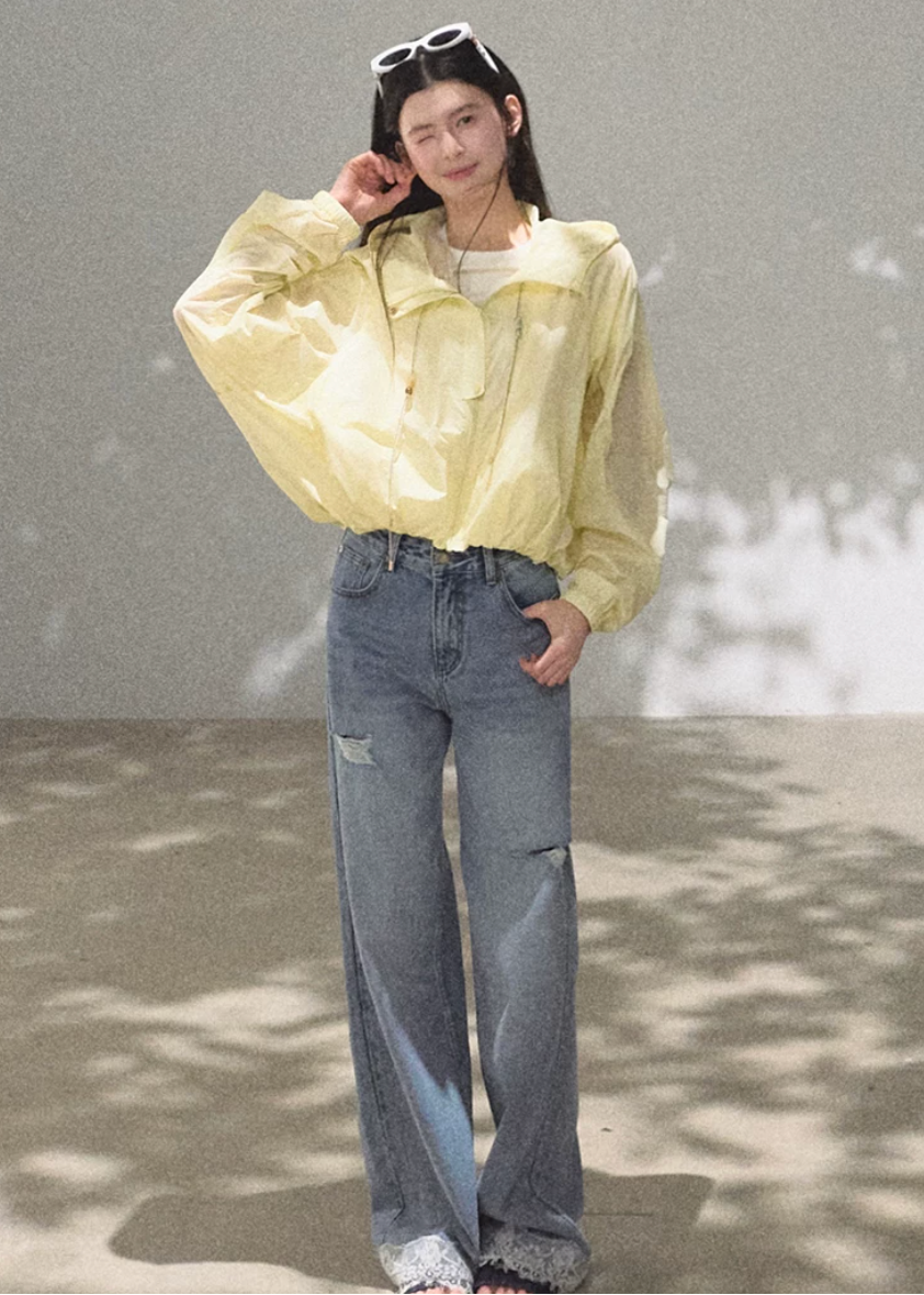 hooded jacket women, sunscreen jacket women, korean fashion outerwear, minimal outfit women, effortless outfit ideas, casual summer outfits, uv protection clothing, lightweight jacket women, modern feminine clothing, parisian style clothing, versatile outerwear women, chic casual outfit, breathable summer jacket, travel outfit women, relaxed fit jacket women, everyday layering jacket, clean silhouette jacket, simple functional clothing, summer wardrobe jacket, outdoor casual outfit

