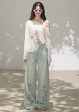 wide leg jeans women, embroidered denim pants, korean fashion jeans, minimal outfit women, effortless outfit ideas, casual everyday outfit, lightweight denim jeans, modern feminine clothing, parisian style clothing, versatile wide pants, chic casual outfit, calm luxury fashion, breathable denim pants, relaxed fit jeans women, natural style outfit, simple everyday pants, floral embroidery jeans, casual chic denim, soft aesthetic outfit, summer denim outfit

