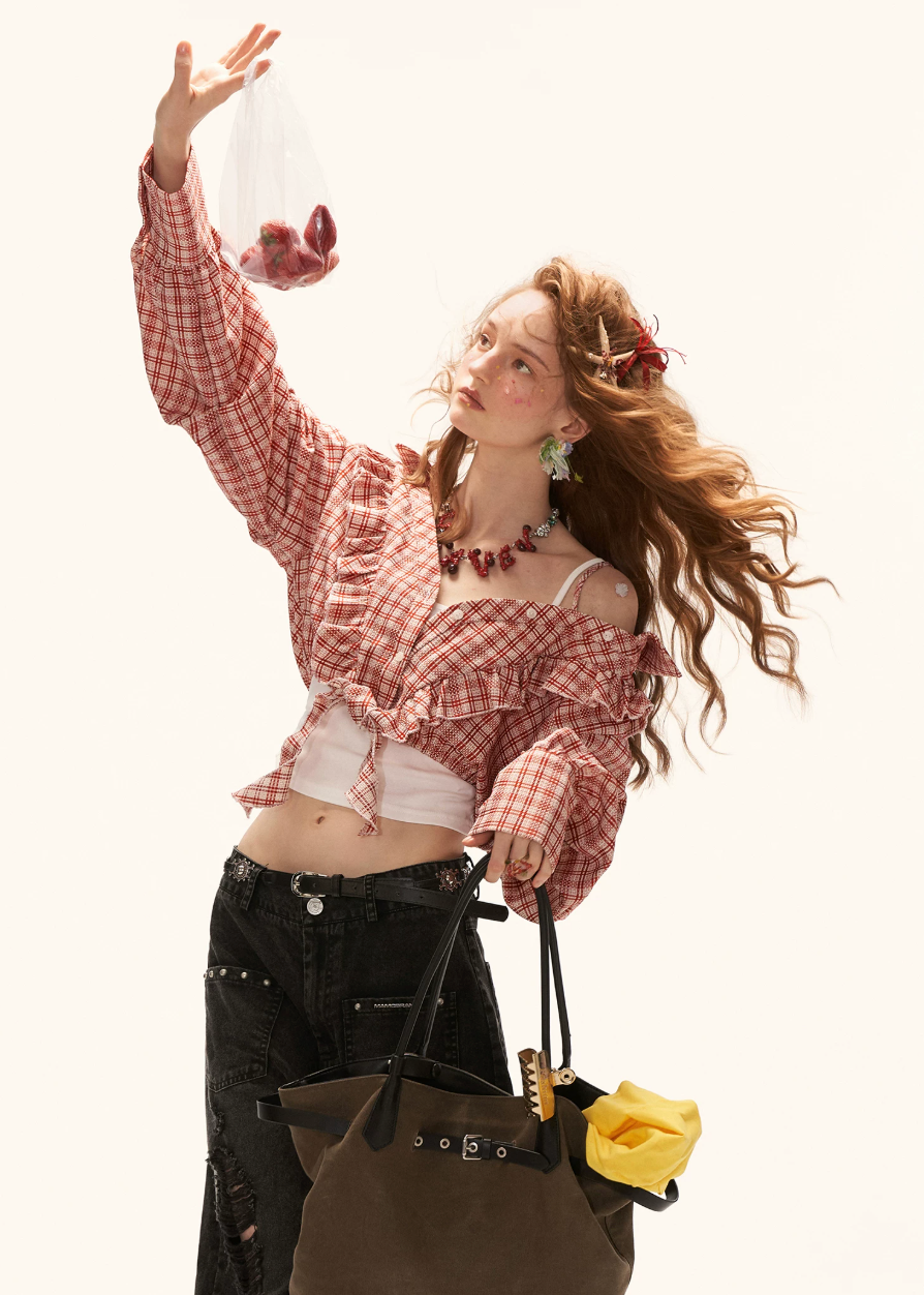 plaid blouse women, ruffle crop top, vintage style blouse, korean fashion top, summer outfit ideas, casual outfit women, lace up blouse women, aesthetic outfit women, cottagecore outfit, retro style top, cute crop blouse, feminine casual top, trendy summer top, statement blouse women, gingham top women, casual chic outfit, fashion forward top, everyday summer top, stylish blouse women, vintage outfit ideas

