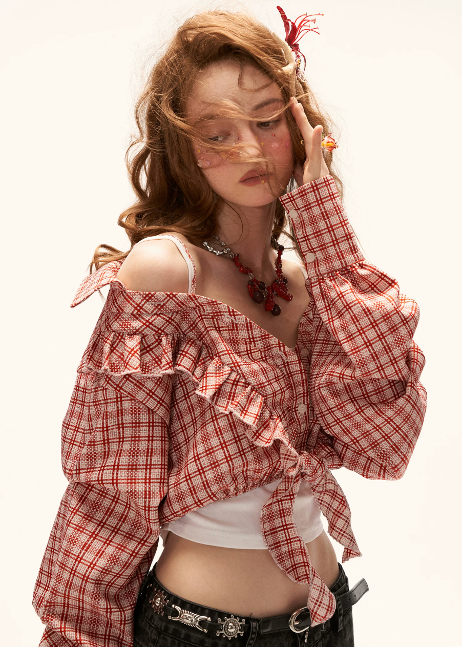 plaid blouse women, ruffle crop top, vintage style blouse, korean fashion top, summer outfit ideas, casual outfit women, lace up blouse women, aesthetic outfit women, cottagecore outfit, retro style top, cute crop blouse, feminine casual top, trendy summer top, statement blouse women, gingham top women, casual chic outfit, fashion forward top, everyday summer top, stylish blouse women, vintage outfit ideas

