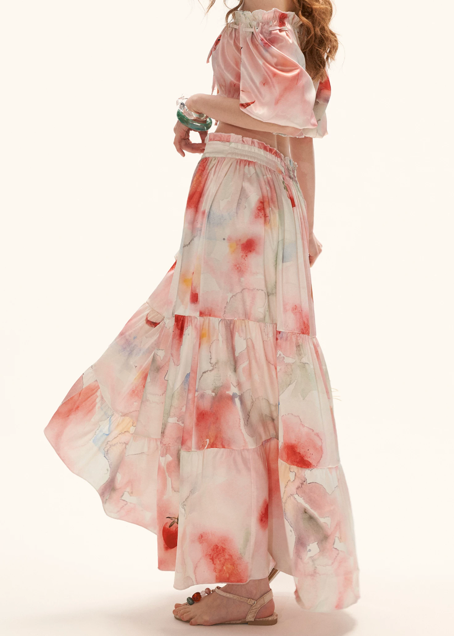 two piece set women, summer resort outfit, floral skirt set, puff sleeve top women, vacation outfit women, beach outfit women, aesthetic summer outfit, ruffle skirt outfit, korean fashion set, casual summer outfits, colorful summer outfit, feminine summer set, travel outfit women, lightweight summer clothing, boho summer outfit, trendy summer set, cute summer outfit, statement outfit women, chic resort wear, flowy skirt set

