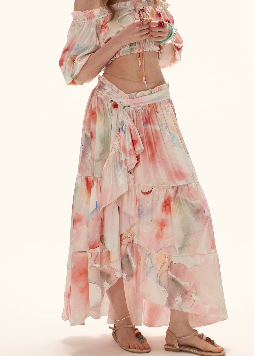 two piece set women, summer resort outfit, floral skirt set, puff sleeve top women, vacation outfit women, beach outfit women, aesthetic summer outfit, ruffle skirt outfit, korean fashion set, casual summer outfits, colorful summer outfit, feminine summer set, travel outfit women, lightweight summer clothing, boho summer outfit, trendy summer set, cute summer outfit, statement outfit women, chic resort wear, flowy skirt set

