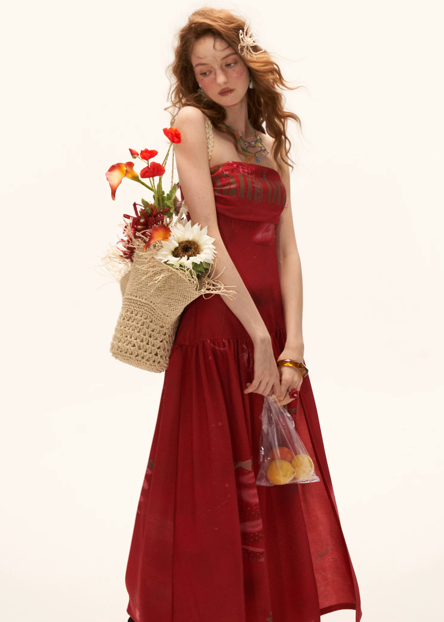red maxi dress women, bandeau dress women, summer resort dress, vacation dress women, beach outfit women, aesthetic summer dress, bold color dress, korean fashion dress, seaside outfit women, statement summer dress, flowy maxi dress, elegant summer outfit, travel outfit women, chic vacation dress, feminine summer dress, holiday outfit women, vibrant dress women, trendy summer outfit, long summer dress, strapless maxi dress

