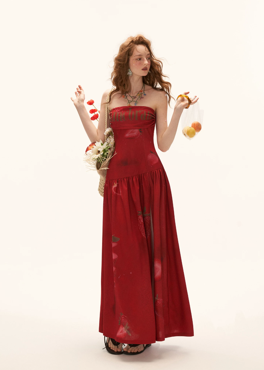 red maxi dress women, bandeau dress women, summer resort dress, vacation dress women, beach outfit women, aesthetic summer dress, bold color dress, korean fashion dress, seaside outfit women, statement summer dress, flowy maxi dress, elegant summer outfit, travel outfit women, chic vacation dress, feminine summer dress, holiday outfit women, vibrant dress women, trendy summer outfit, long summer dress, strapless maxi dress


