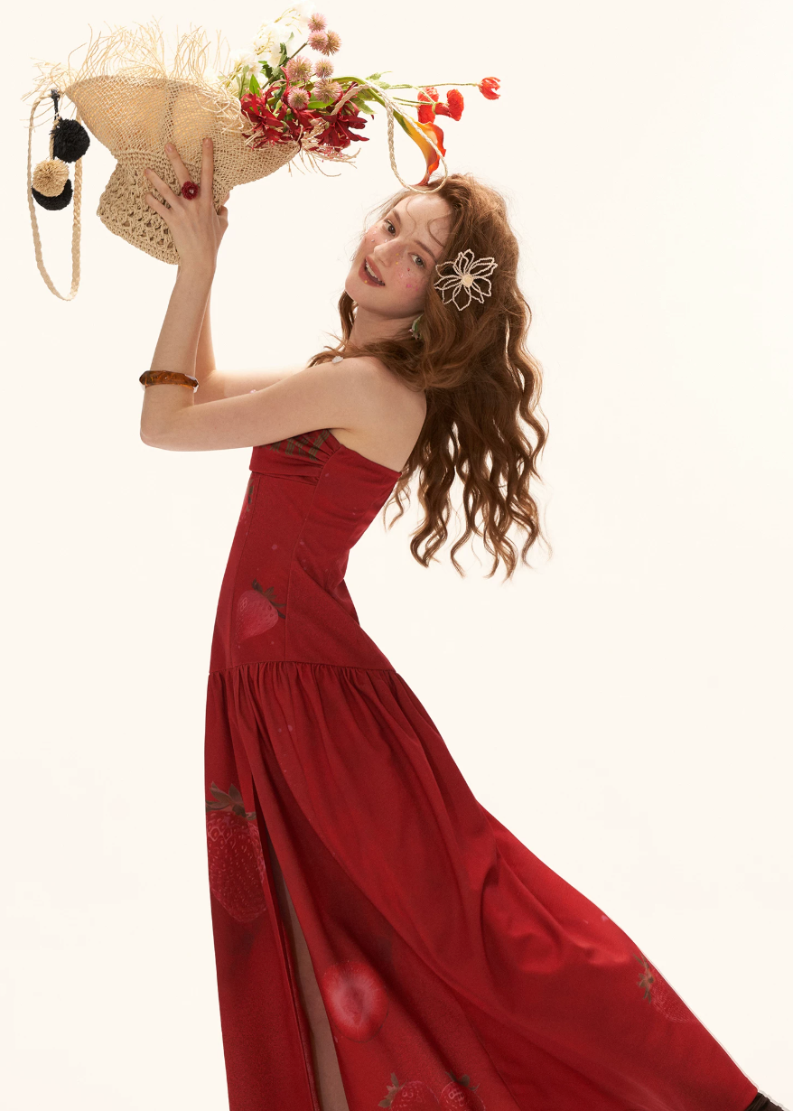 red maxi dress women, bandeau dress women, summer resort dress, vacation dress women, beach outfit women, aesthetic summer dress, bold color dress, korean fashion dress, seaside outfit women, statement summer dress, flowy maxi dress, elegant summer outfit, travel outfit women, chic vacation dress, feminine summer dress, holiday outfit women, vibrant dress women, trendy summer outfit, long summer dress, strapless maxi dress

