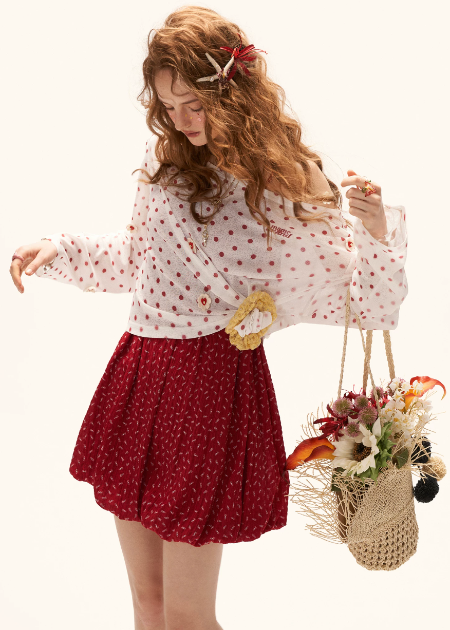 polka dot blouse women, sheer blouse women, summer shirt women, korean fashion top, casual summer outfit, lightweight blouse women, vintage style blouse, aesthetic outfit women, loose fit shirt women, layering blouse women, breathable summer top, trendy summer blouse, everyday casual shirt, chic summer outfit, fashion forward top, soft aesthetic clothing, long sleeve summer top, playful outfit women, statement blouse women, summer layering piece