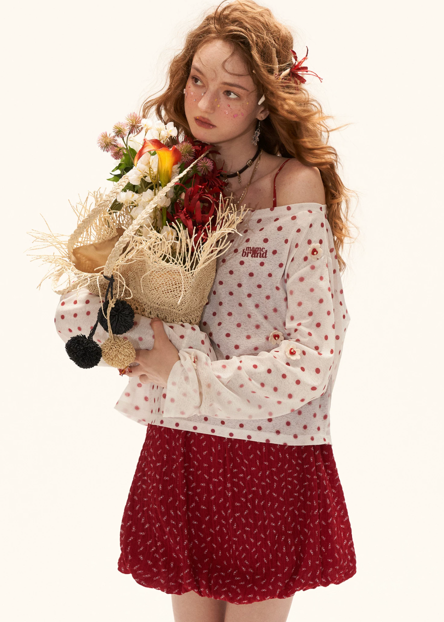polka dot blouse women, sheer blouse women, summer shirt women, korean fashion top, casual summer outfit, lightweight blouse women, vintage style blouse, aesthetic outfit women, loose fit shirt women, layering blouse women, breathable summer top, trendy summer blouse, everyday casual shirt, chic summer outfit, fashion forward top, soft aesthetic clothing, long sleeve summer top, playful outfit women, statement blouse women, summer layering piece