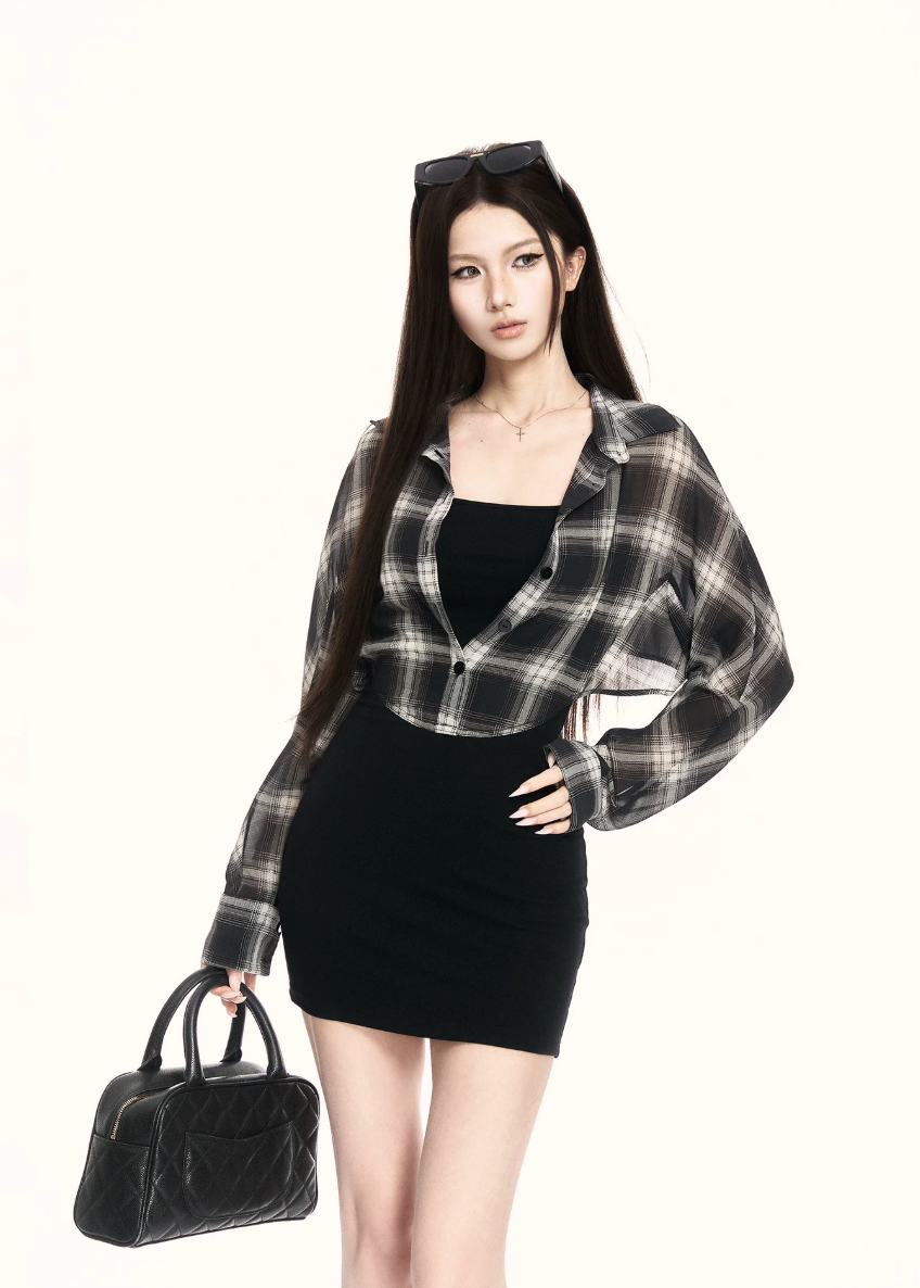 two piece dress women, plaid mini dress, bodycon dress women, korean fashion dress, slim fit dress women, check shirt dress, casual chic outfit, street style dress, y2k outfit women, fitted mini dress, everyday dress women, modern minimal dress, trendy mini dress, layering dress style, structured dress women, fashion forward outfit, short dress women, urban style outfit, sleek silhouette dress, versatile mini dress