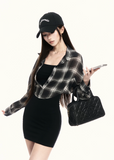 two piece dress women, plaid mini dress, bodycon dress women, korean fashion dress, slim fit dress women, check shirt dress, casual chic outfit, street style dress, y2k outfit women, fitted mini dress, everyday dress women, modern minimal dress, trendy mini dress, layering dress style, structured dress women, fashion forward outfit, short dress women, urban style outfit, sleek silhouette dress, versatile mini dress