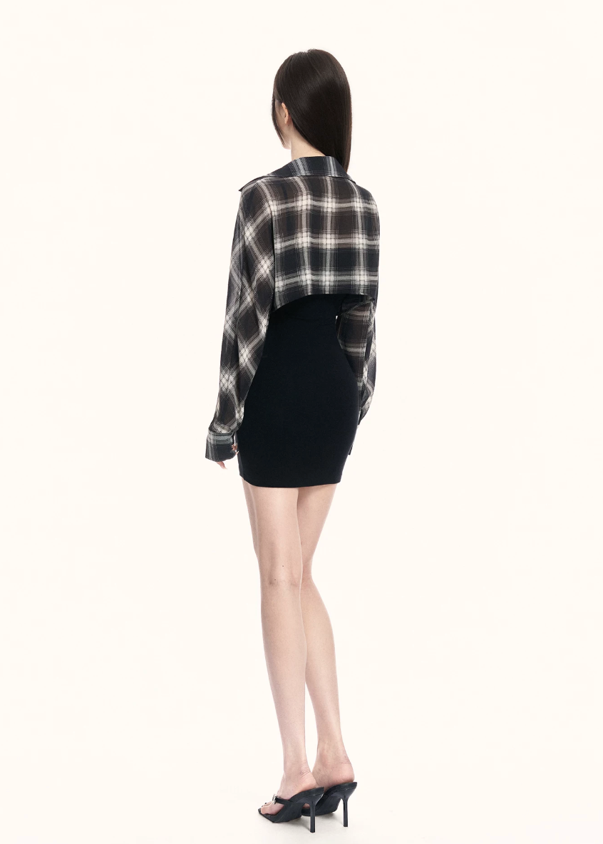 two piece dress women, plaid mini dress, bodycon dress women, korean fashion dress, slim fit dress women, check shirt dress, casual chic outfit, street style dress, y2k outfit women, fitted mini dress, everyday dress women, modern minimal dress, trendy mini dress, layering dress style, structured dress women, fashion forward outfit, short dress women, urban style outfit, sleek silhouette dress, versatile mini dress