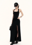 halter maxi dress women, backless dress women, bodycon maxi dress, knit dress women, korean fashion dress, slim fit dress women, summer outfit ideas, vacation dress women, elegant long dress, sleeveless maxi dress, chic minimal dress, long summer dress, modern feminine outfit, flattering bodycon dress, stylish maxi dress, trendy long dress, parisian style dress, statement dress women, clean silhouette dress, refined maxi dress