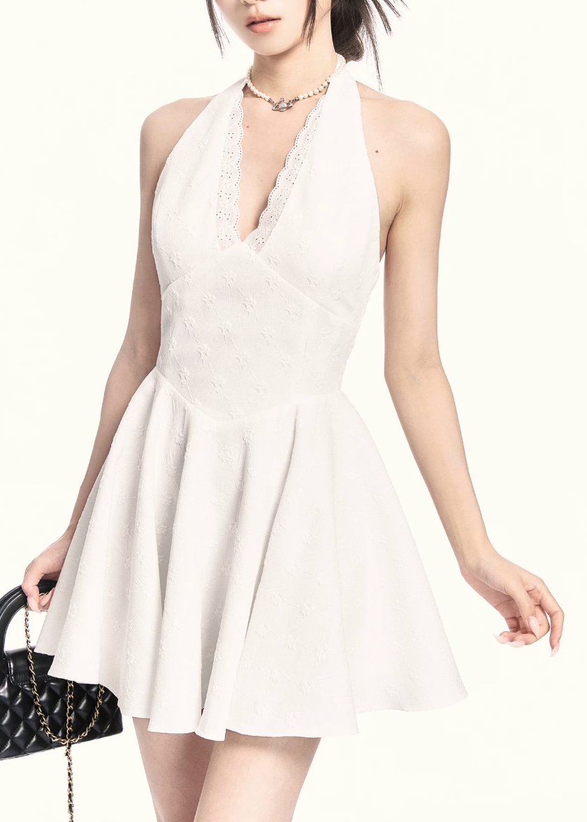 halter mini dress women, a line dress women, backless dress women, v neck dress women, korean fashion dress, slim fit dress women, summer outfit ideas, vacation dress women, elegant mini dress, sleeveless dress women, chic minimal dress, short dress women, modern feminine outfit, flattering waist dress, stylish mini dress, trendy mini dress, parisian style dress, statement mini dress, clean silhouette dress, refined mini dress