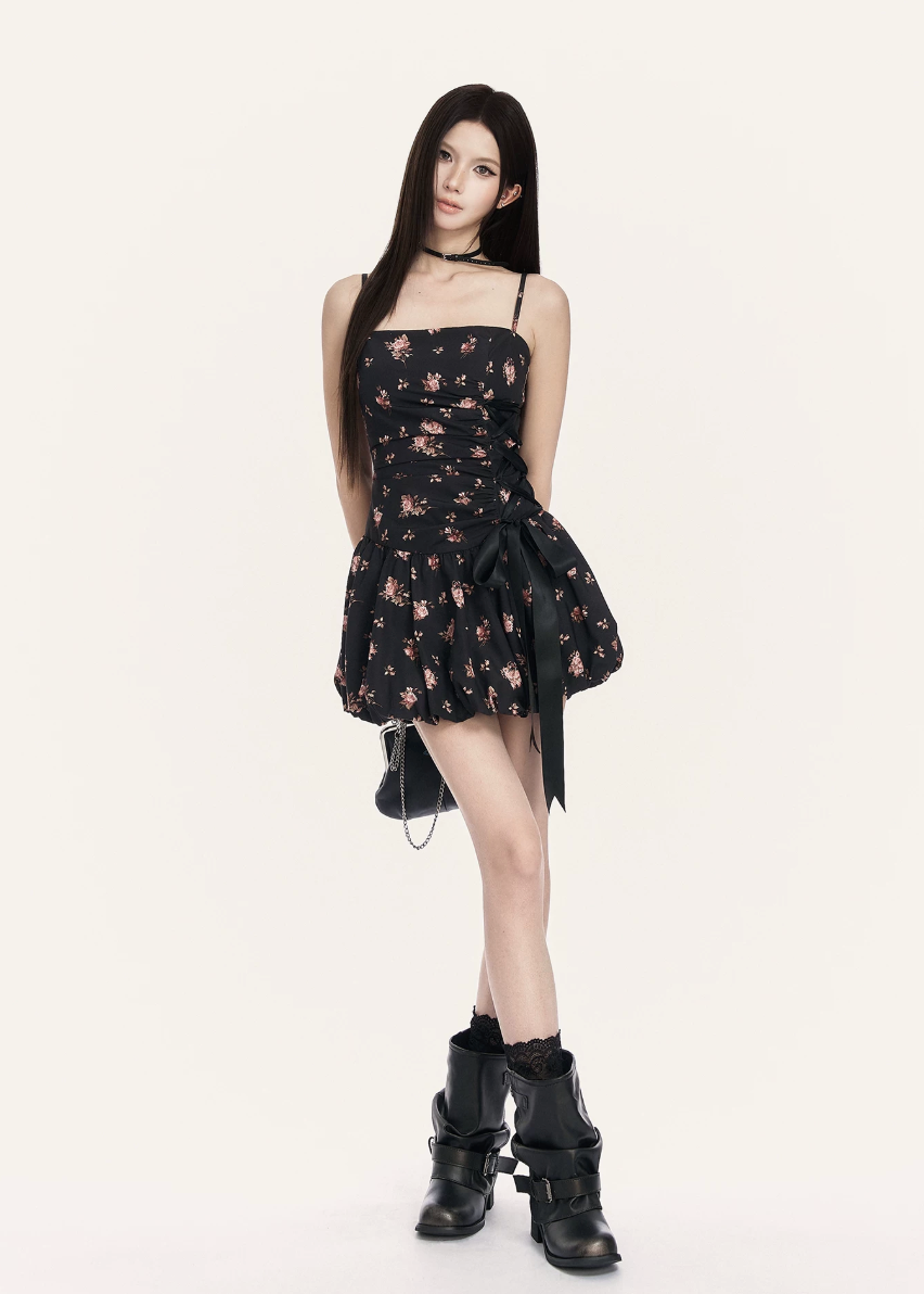 floral mini dress women, bow dress women, a line mini dress, korean fashion dress, slim fit dress women, summer outfit ideas, vacation dress women, cute mini dress, sleeveless dress women, chic casual outfit, short dress women, modern feminine outfit, flattering waist dress, stylish mini dress, trendy mini dress, parisian style dress, statement mini dress, clean silhouette dress, romantic mini dress, versatile summer dress
