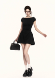 boat neck dress women, mini dress women, a line dress women, korean fashion dress, slim fit dress women, elegant mini dress, structured dress women, summer outfit ideas, work outfit women, chic minimal dress, short sleeve dress women, parisian style dress, casual elegant outfit, everyday dress women, flattering waist dress, modern feminine outfit, clean silhouette dress, office casual dress, simple elegant dress, refined mini dress